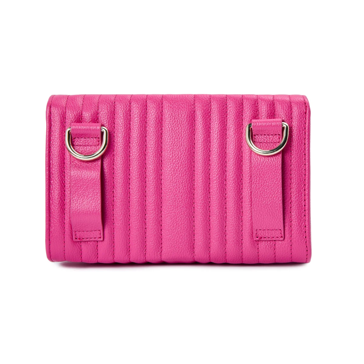 Wolf Mimi Collection Leather Pink Crossbody Bag with Wristlet and Lanyard - Image 3