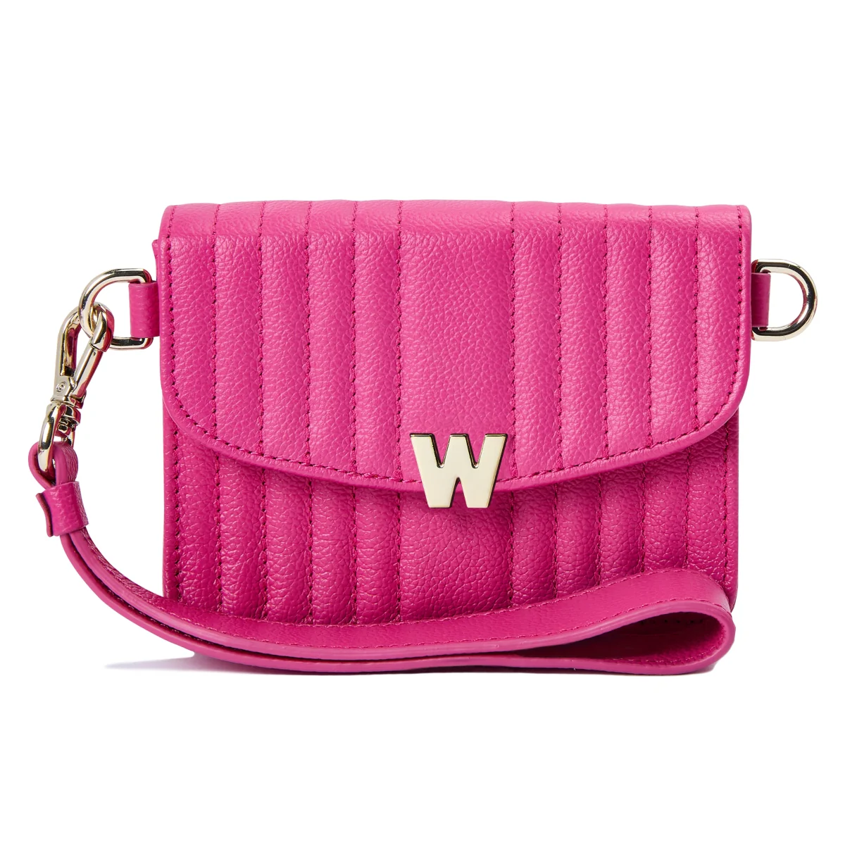 Wolf Mimi Collection Leather Pink Mini Bag with Wristlet and Lanyard - Image 2