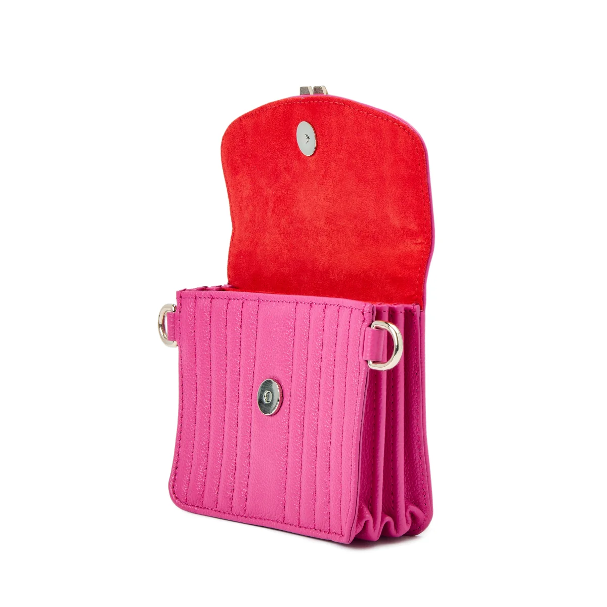 Wolf Mimi Collection Leather Pink Mini Bag with Wristlet and Lanyard - Image 5