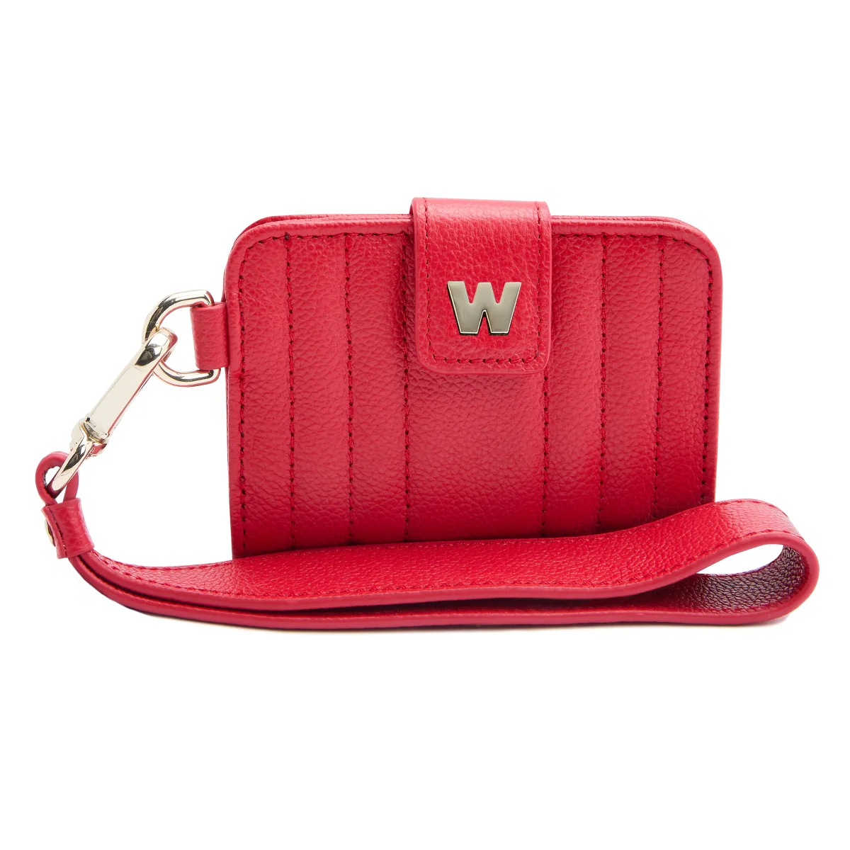 WOLF Mimi Collection Leather Red Credit Card Holder with Wristlet