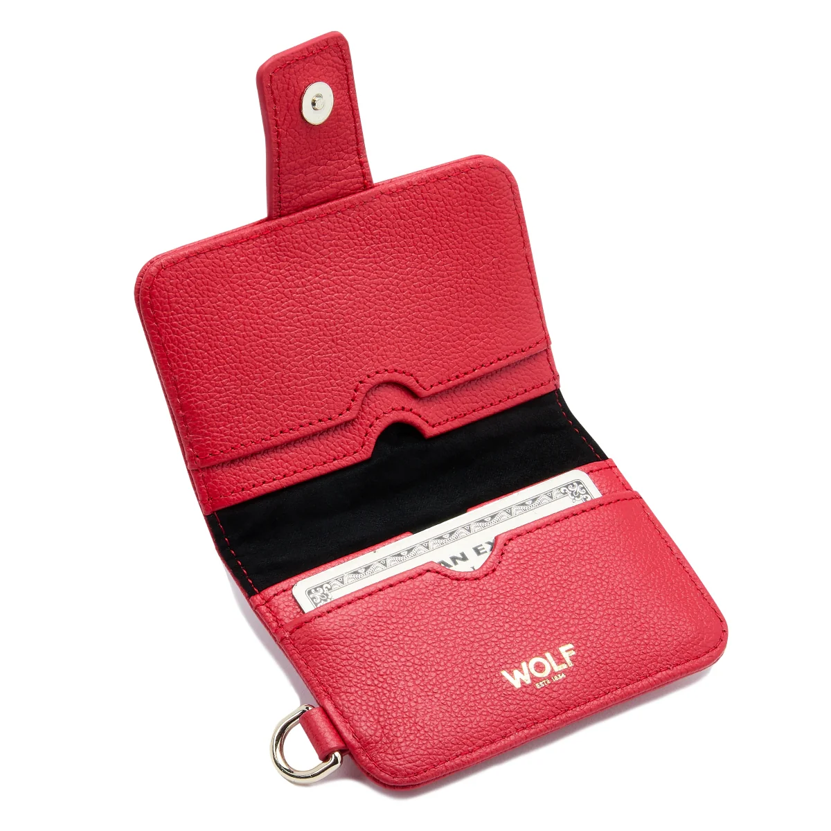 WOLF Mimi Collection Leather Red Credit Card Holder with Wristlet - Image 4