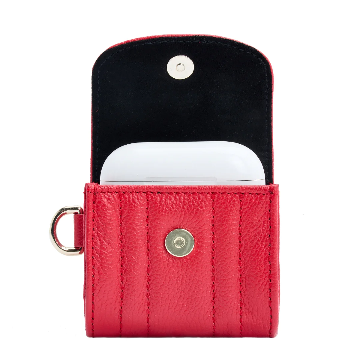 Wolf Mimi Collection Leather Red Earpods Case with Wristlet - Image 2