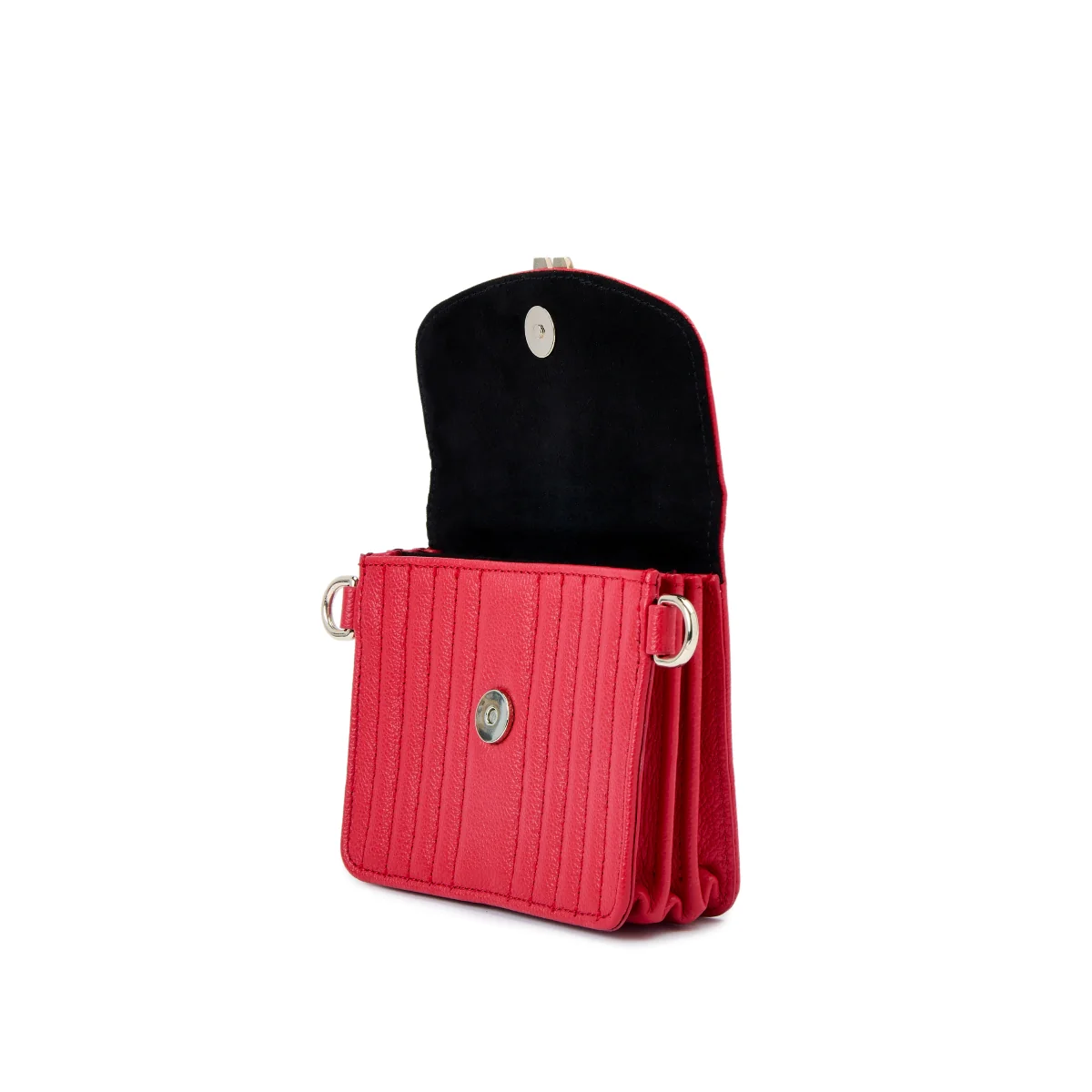 Wolf Mimi Collection Leather Red Mini Bag with Wristlet and Lanyard - Image 5