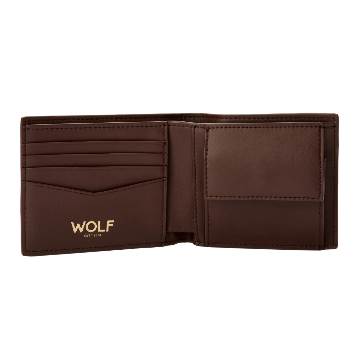 Wolf Signature Vegan Collection Brown Billfold Coin Wallet - Image 3