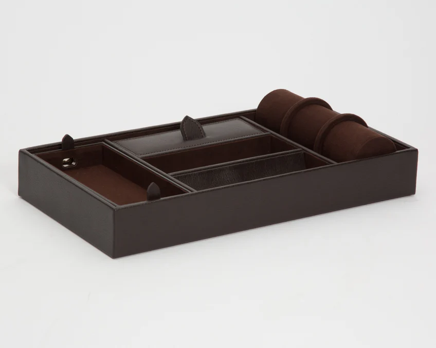 WOLF Valet Tray With Cuff Blake Brown - Image 2