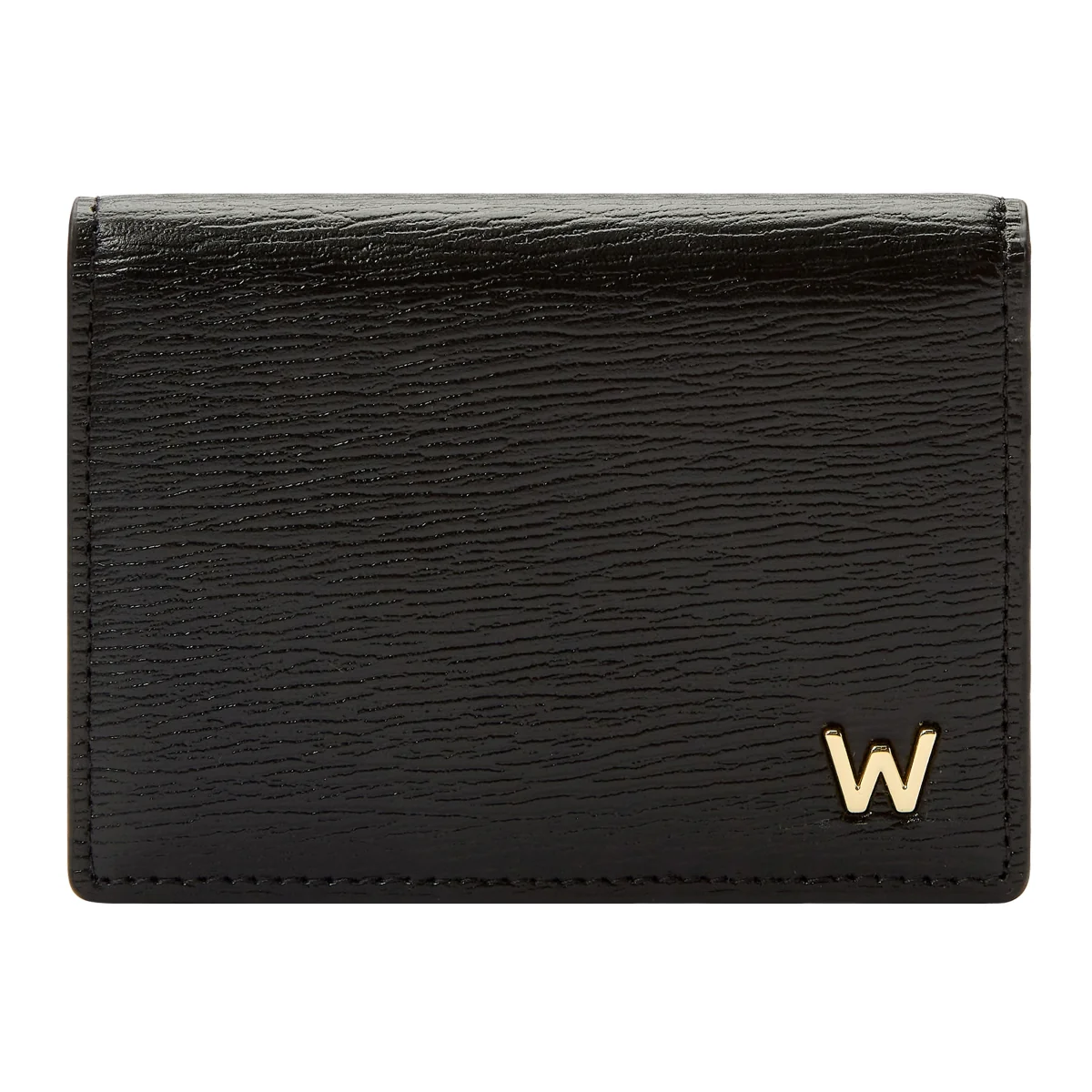 Wolf W Collection Leather Black Gusset Card Case
