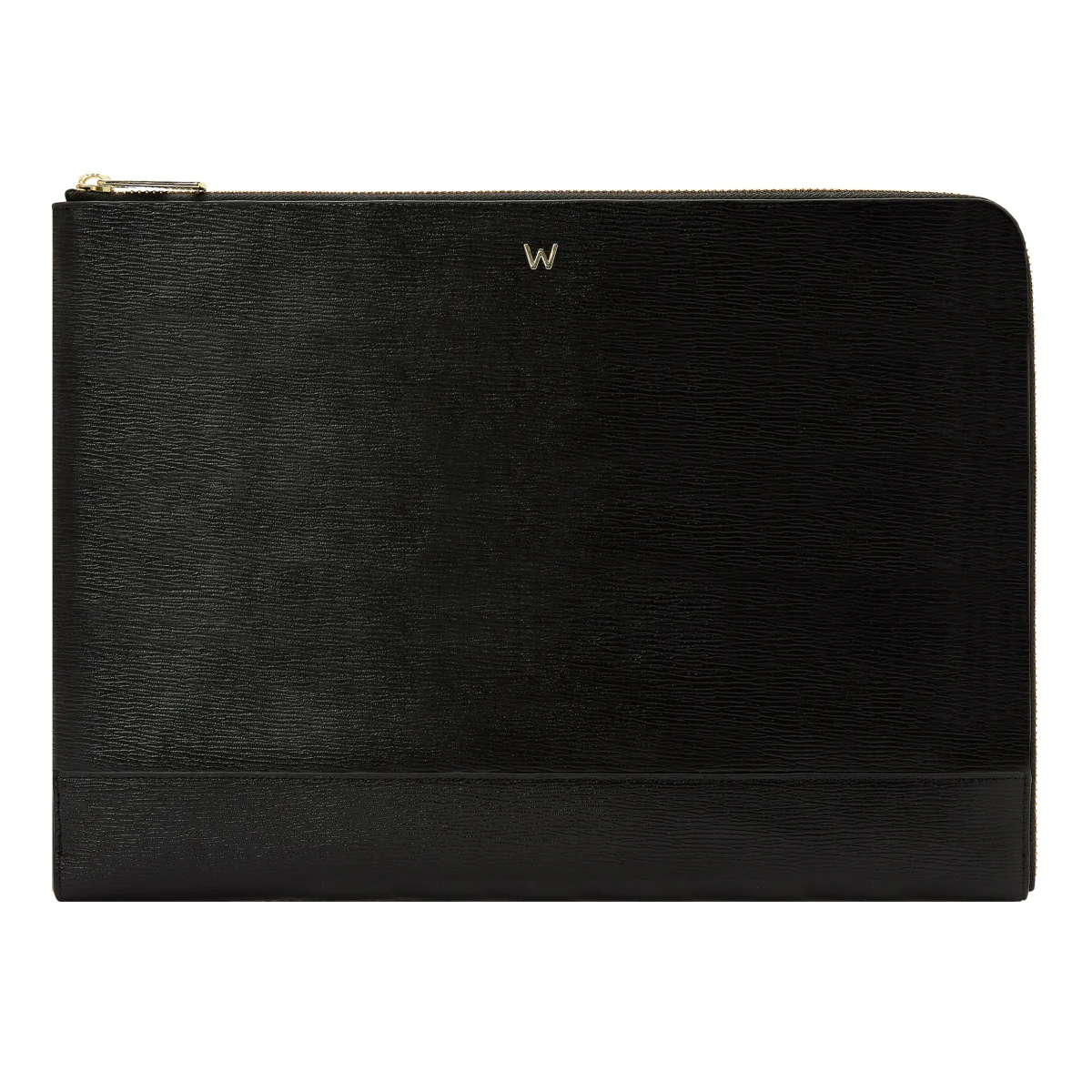 Wolf W Collection Leather Black Laptop Sleeve