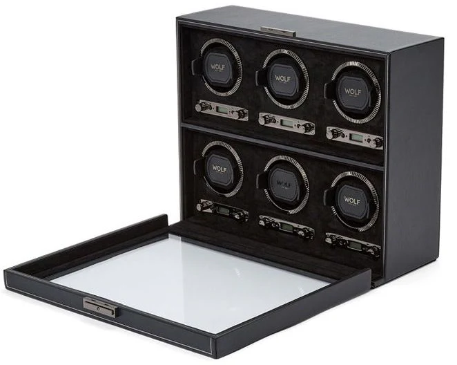 WOLF Watch Winder British Racing Black 6pc