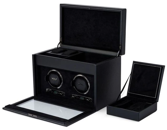 WOLF Watch Winder British Racing Black Double Storage - Image 3