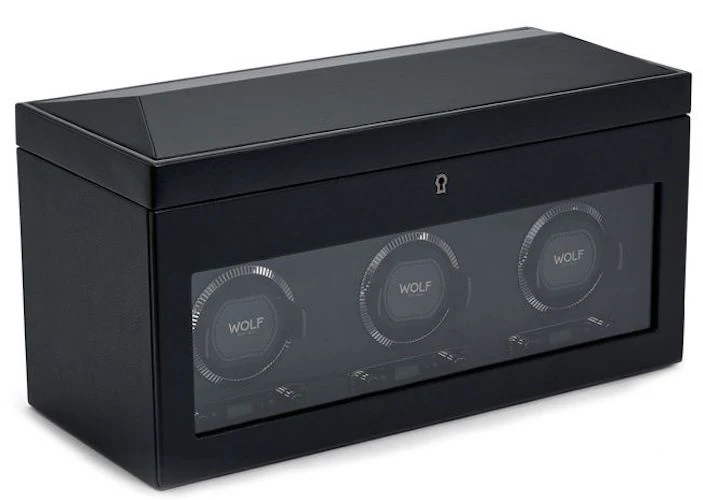 WOLF Watch Winder British Racing Black Triple Storage - Image 2