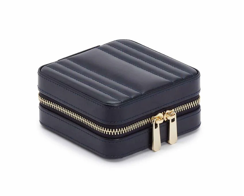 WOLF Jewellery Case Maria Zip Small Navy - Image 2