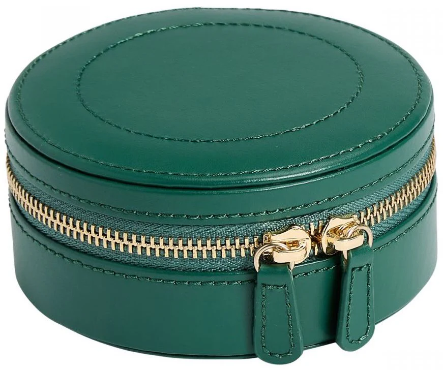 WOLF Jewellery Case Sophia Round Zip Case Forest Green - Image 4