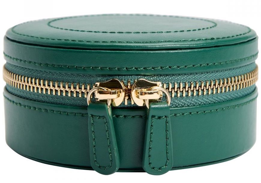 WOLF Jewellery Case Sophia Round Zip Case Forest Green - Image 8